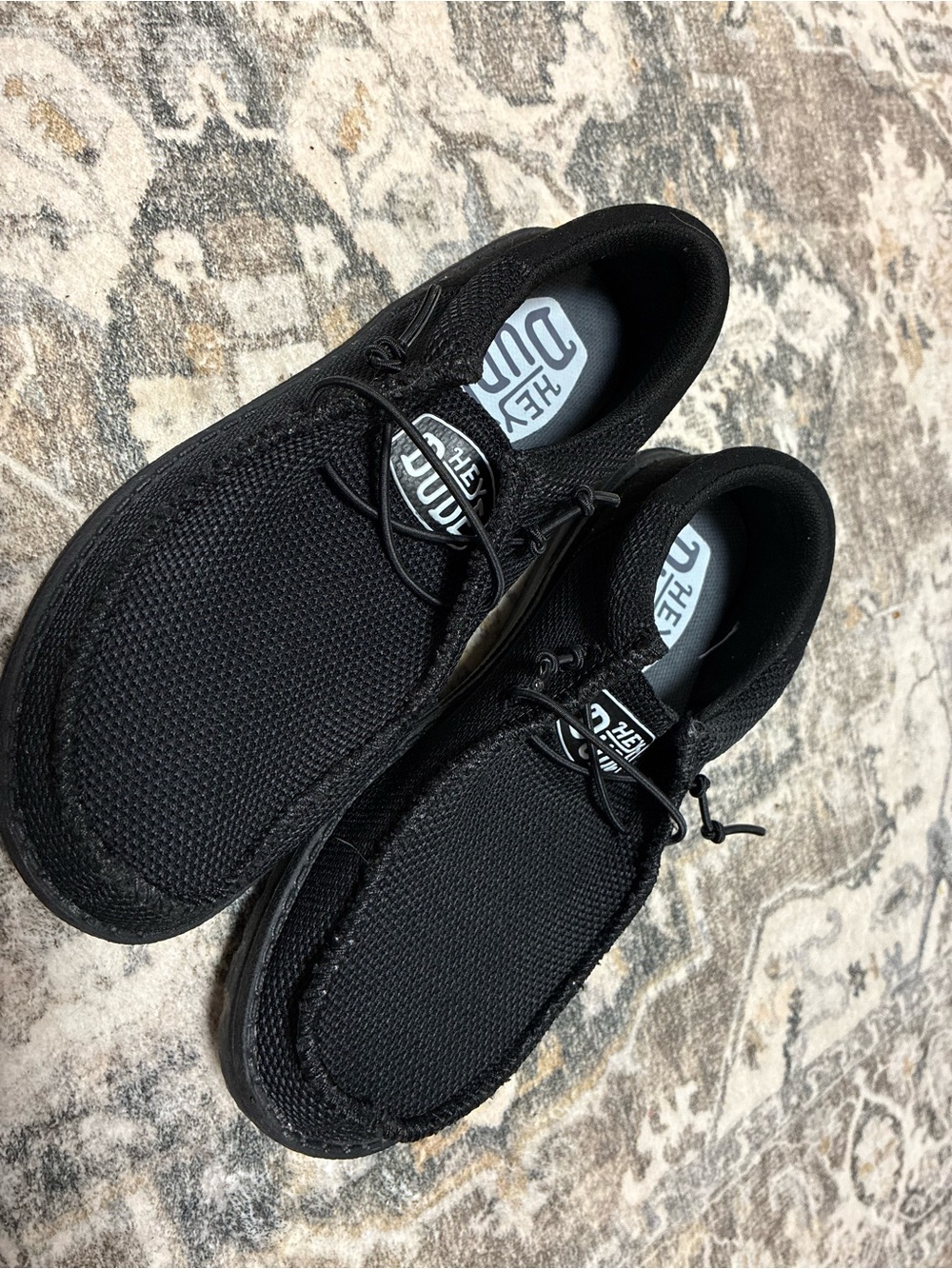 Hey Dude Black Wally Knit Lace-Up Shoes